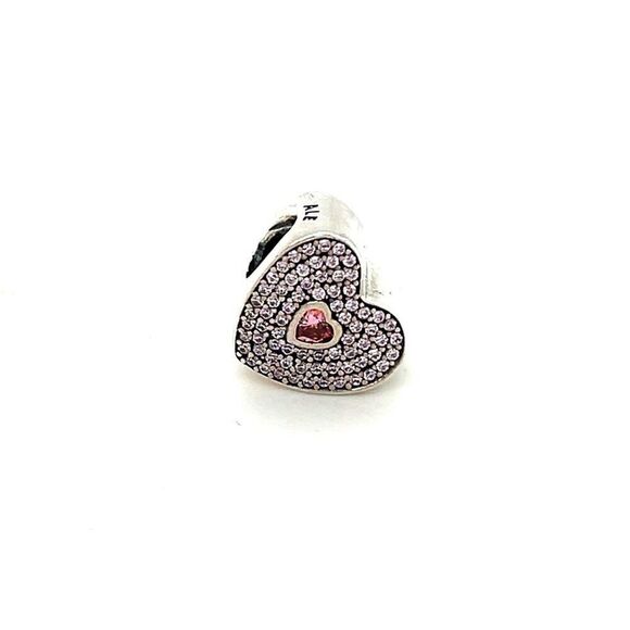 Pandora Pave Pink Cz’s Heart Charm - Picture 1 of 4